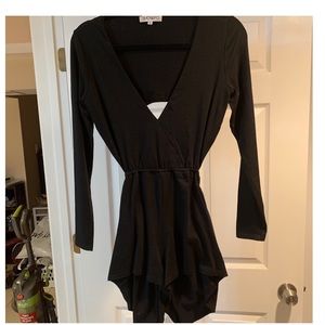 Black long-sleeve romper